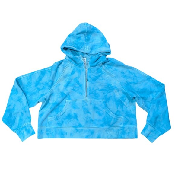 Lululemon Scuba Oversized Half-Zip Hoodie Mineral Dye Blue M/L Cropped Athletic - Picture 1 of 9